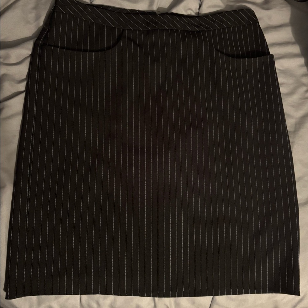 Black Pinstripe Skirt